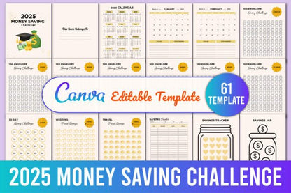 2025 Money Saving Challenge Planner - digibai