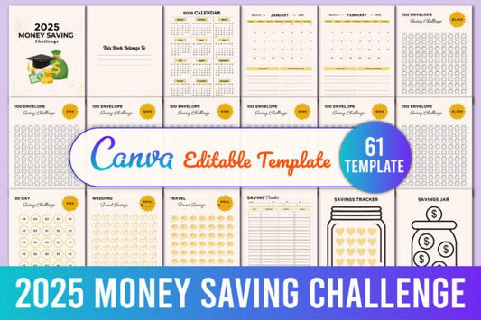 2025 Money Saving Challenge Planner - digibai