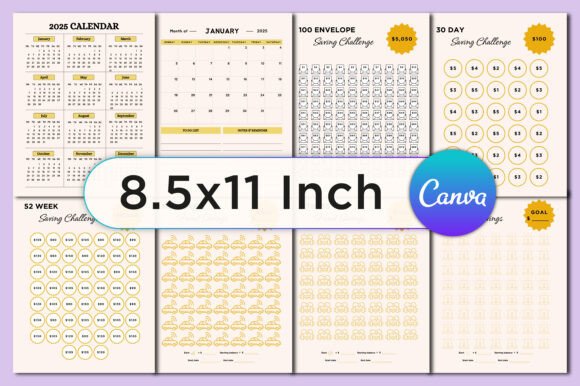 2025 Money Saving Challenge Planner - digibai