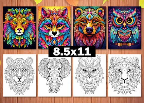 300 Adults Animal Mandala Coloring Book Pages