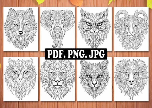 300 Adults Animal Mandala Coloring Book Pages