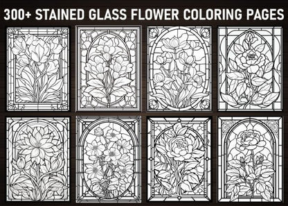 300+ Stained Glass Flower Coloring Pages