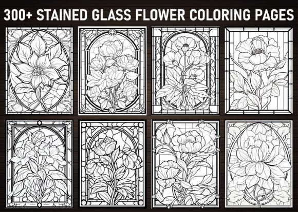 300+ Stained Glass Flower Coloring Pages