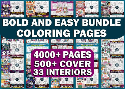 Bold and Easy Bundle Coloring Book Pages for Kids and Adults