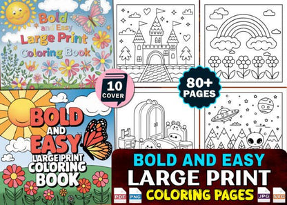 Bold and Easy Bundle Coloring Book Pages for Kids and Adults