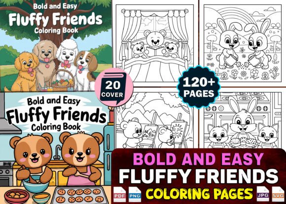 Bold and Easy Bundle Coloring Book Pages for Kids and Adults