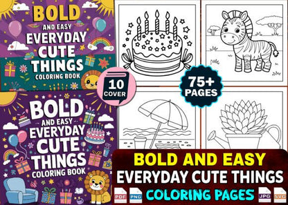 Bold and Easy Bundle Coloring Book Pages for Kids and Adults