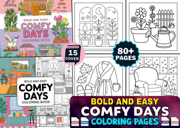 Bold and Easy Bundle Coloring Book Pages for Kids and Adults