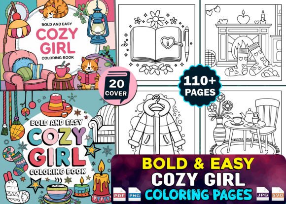 Bold and Easy Bundle Coloring Book Pages for Kids and Adults