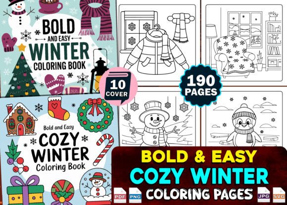 Bold and Easy Bundle Coloring Book Pages for Kids and Adults