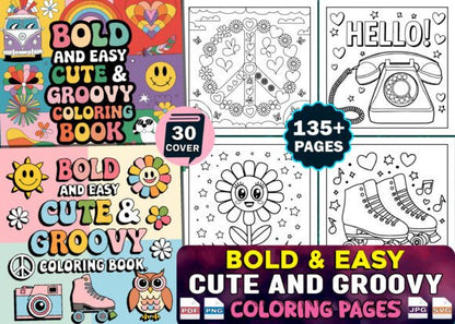 Bold and Easy Bundle Coloring Book Pages for Kids and Adults