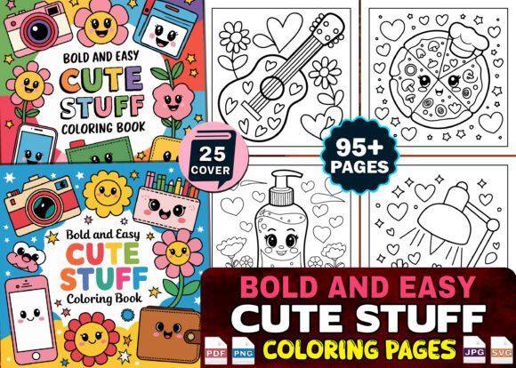 Bold and Easy Bundle Coloring Book Pages for Kids and Adults