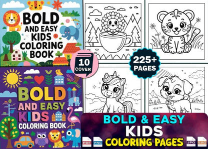 Bold and Easy Bundle Coloring Book Pages for Kids and Adults