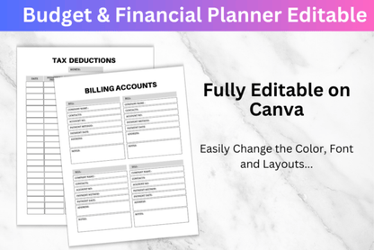 Budget & Financial Planner Editable - digibai