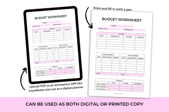 Budget Planner - Printable - digibai