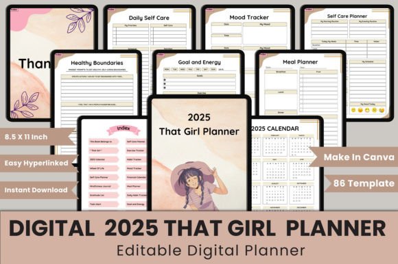 Hyperlinked 2025 That Girl Planner - digibai