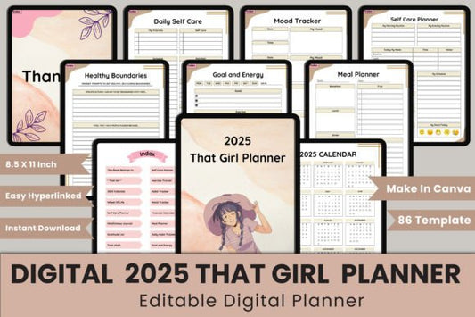 Hyperlinked 2025 That Girl Planner - digibai